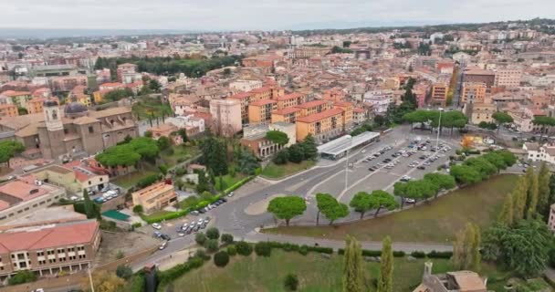Vista Aérea Del Paisaje Urbano Viterbo Italia Una Hermosa Ciudad — Vídeos de Stock