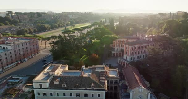 Αεροφωτογραφία Του Τοπίου Της Πόλης Της Ρώμης Ιταλία Όμορφα Δρομάκια — Αρχείο Βίντεο