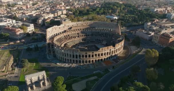 Orașul Antichității Explorarea Aeriană Romes Colosseum Puncte Reper Ruine Înregistrare — Videoclip de stoc