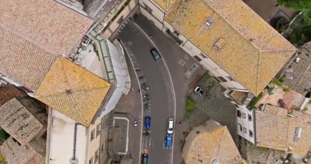 Discovering Timeless Beauty Aerial Views Viterbo Italy Showcasing Historic Streets — Vídeos de Stock