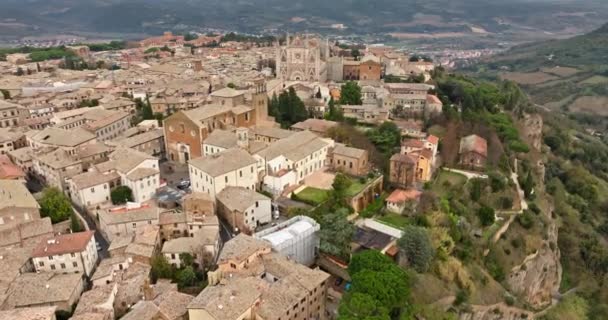 Luftaufnahme Architektur Stadtbild Orvieto Italien Alte Gassen Mit Einer Historischen — Stockvideo