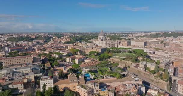 Peters Katedrali Nin Havadan Görünüşü Roma Talya Vatikan Şehir Manzarası — Stok video