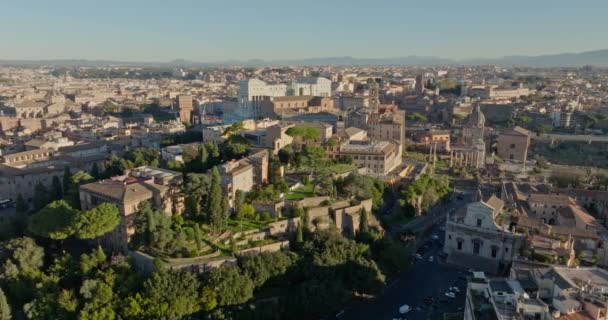 Vista Aérea Del Paisaje Urbano Roma Italia Centro Histórico Urbano — Vídeos de Stock