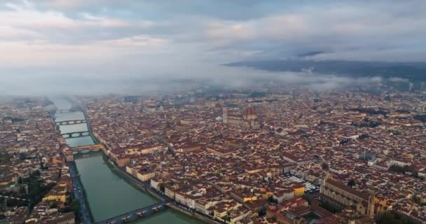 Zapierające Dech Piersiach Miejskie Widoki Drones Eye View Florencji Stare — Wideo stockowe