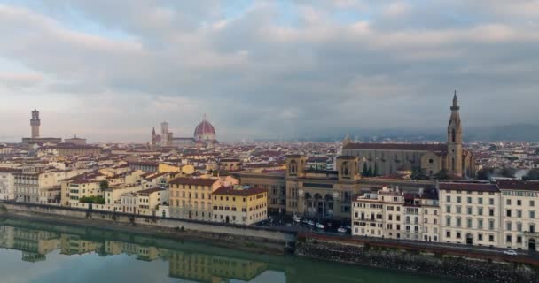 Luchtfoto Van Het Stadsgezicht Van Florence Italië Prachtige Architectuur Van — Stockvideo