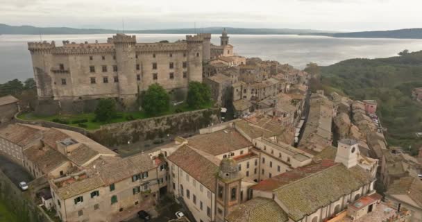 Widok Lotu Ptaka Castello Orsini Odescalchi Bracciano Włochy Piękna Architektura — Wideo stockowe
