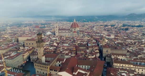 Uitzicht Vanuit Lucht Het Stadsgezicht Van Florence Kathedraal Van Saint — Stockvideo