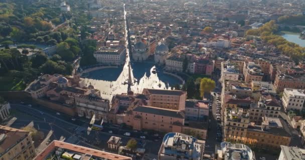 Dziedzictwo Wysokogórskie Zdobycie Wspaniałości Piazza Del Popolo Romes Eternal Cityscape — Wideo stockowe