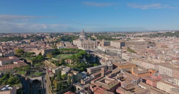 Αεροφωτογραφία Του Αστικού Αστικού Τοπίου Της Ρώμης Ιταλία Βατικανό Βασιλική — Αρχείο Βίντεο