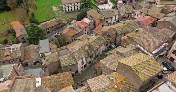 Letecký Pohled Město Sutri Itálie Starobylé Ulice Starými Domy Historickou — Stock video