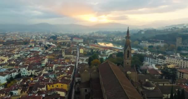 Bazilika Szépség Panorámás Légi Odüsszeia Leleplező Santa Croce Florences Városi — Stock videók