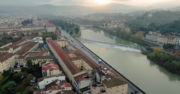 Luchtfoto Van Het Stadsgezicht Van Florence Italië Stedelijke Landschapsarchitectuur Van — Stockvideo