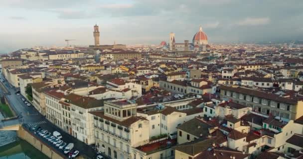 Drone Delight Захватывающие Воздушные Виды Флоренций Живописных Европейских Пейзажей Высококачественные — стоковое видео