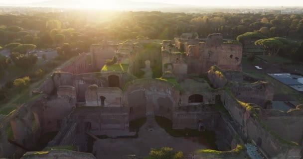 Vue Aérienne Terme Caracalla Rome Italie Ruines Antiques Centre Centre — Video