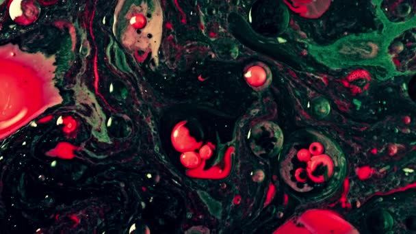 Fluid Art Захватывающие Красные Зеленые Синие Оранжевые Черные Цвета Медленном — стоковое видео