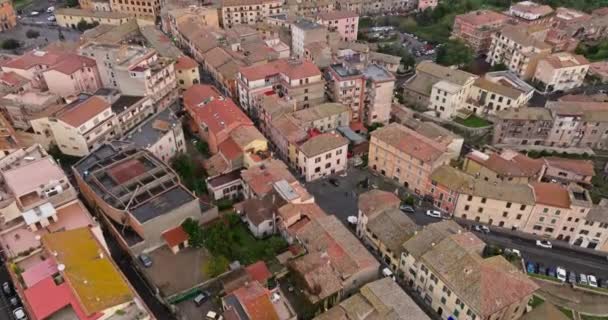 Urban Serenity Exploring Bracciano Italien Flygperspektiv Historisk Skönhet Vid Sjön — Stockvideo
