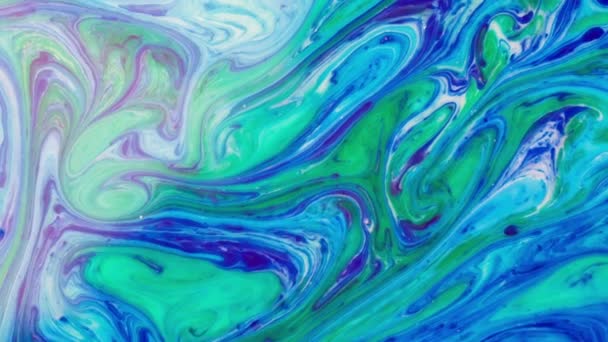 Alpha Matte Abstraction Fluid Blue Green Violet Blend Artistic Motion — Vídeo de Stock