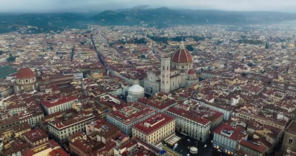 Letecký Pohled Město Florencie Katedrála Marie Květiny Itálie Krásná Architektura — Stock video