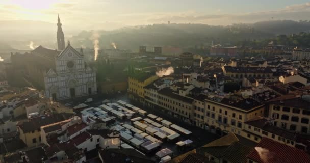 Widok Lotu Ptaka Bazylika Santa Croce Florencja Włochy Pejzaż Miejski — Wideo stockowe
