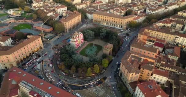 Stadsgezicht Vanuit Lucht Met Verkeer Florence Italië Rond Voor Auto — Stockvideo