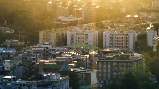 イタリアのローマの都市の夕日を空中見る 眠っている街の美しい風景 高品質の4K映像 — ストック動画