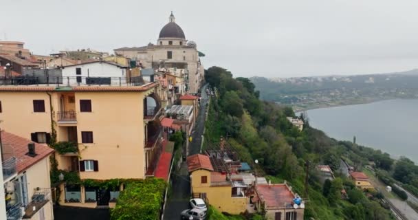 Castel Gandolfo Nun Havadan Görünüşü Papa Nın Albano Gölü Yakınlarındaki — Stok video