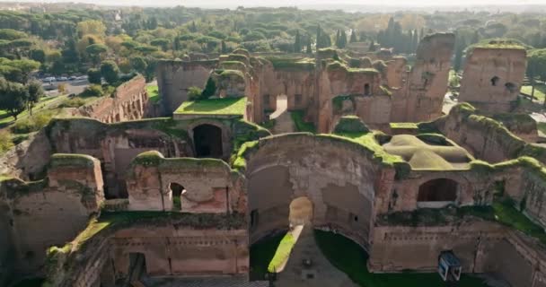 Timp Călătorie Limbi Aeriene Ale Băilor Majestății Ruinelor Caracalla Din — Videoclip de stoc