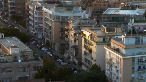 Romes Urban Twilight Perspectivas Aéreas Sobre Arquitetura Residencial Moderna Meio — Vídeo de Stock