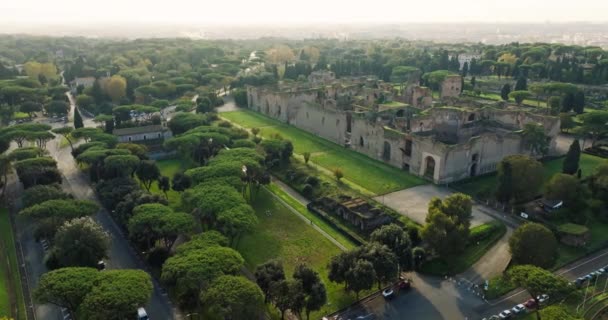 Veduta Aerea Delle Terme Caracalla Roma Italia Museo Archeologico Nazionale — Video Stock