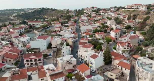 Widok Lotu Ptaka Pissouri Wieś Cypr Piękny Miejski Krajobraz Dróg — Wideo stockowe