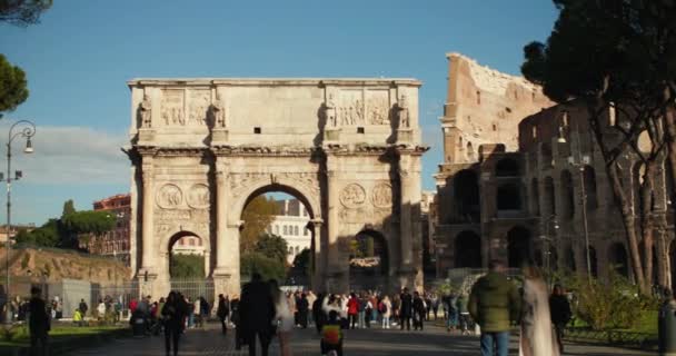 Arco Costantino Rome Italy Tourist Point Historical Part City High — Stock Video