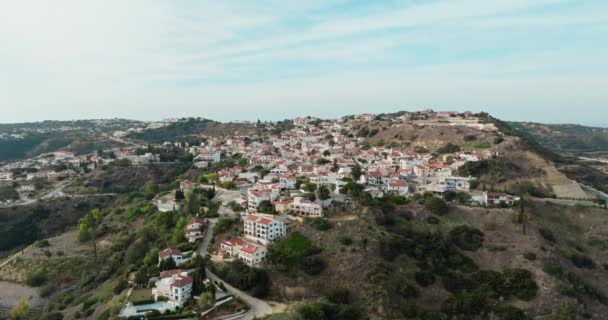 Aerial View Pissouri Village Cyprus Landscape Mountains Which Village Located — Stock Video