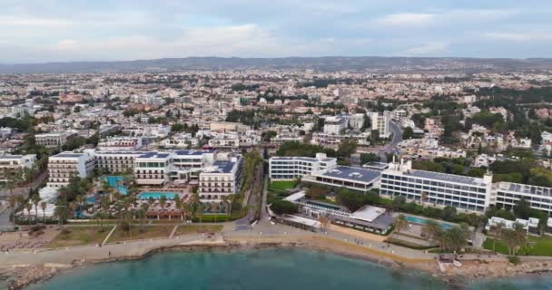 Vista Aérea Del Paisaje Urbano Paphos Chipre Hermosa Costa Con — Vídeos de Stock