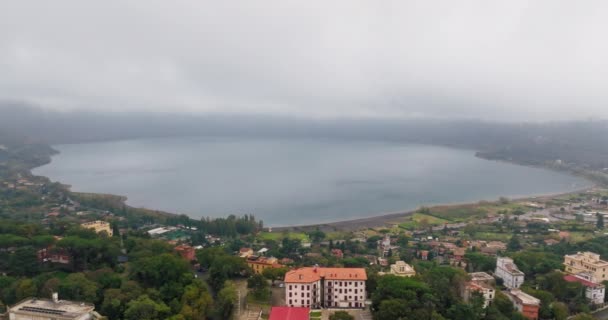 Luftaufnahme Von Castel Gandolfo Albaner See Italien Eine Wunderschöne Panoramische — Stockvideo