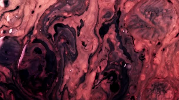 Fluid Art Fusion Red Black Color Blend Slow Motion Abstract — Vídeo de stock