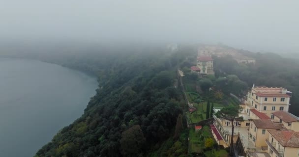 Flygfoto Över Castel Gandolfo Lake Albano Italien Hus Och Gator — Stockvideo