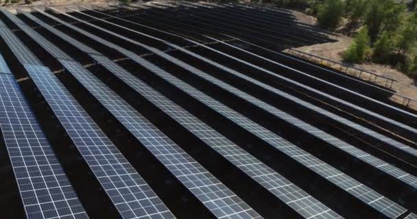 Proteção Ambiental Por Energia Solar Vista Aérea Uma Fábrica Painel — Vídeo de Stock