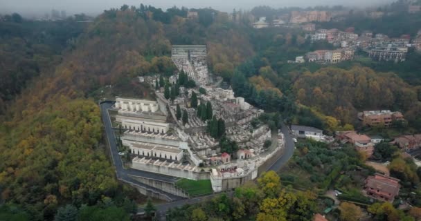 Rocca Papa Nın Açılışı Hava Görüntüleri Sisli Hava Talya Nın — Stok video