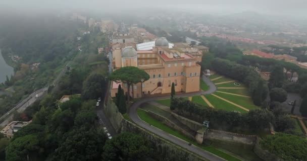 Aerial View Castel Gandolfo Residence Pope Lake Albano Beautiful Architecture — Stock Video
