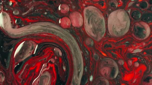 Vídeo Fondo Materiales Compuestos Color Mezclando Rojo Negro Arte Abstracto — Vídeos de Stock