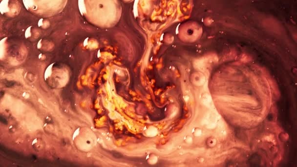 Движение Потока Жидкости Загипнотизирующая Текстура Слияния Оранжевого Черного Цветов Высококачественные — стоковое видео
