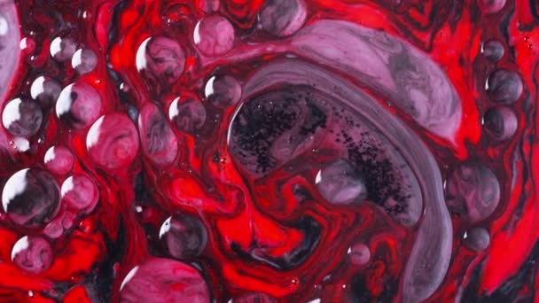 Mouvement Vidéo Abstrait Fond Liquide Huile Rouge Noir Effet Art — Video