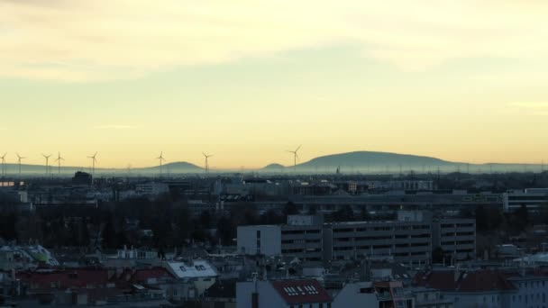 Viena Austria Sunset Cityscape Impresionante Vista Urbana Con Rascacielos Centros — Vídeos de Stock