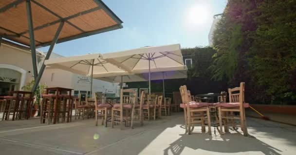 Café Rua Pathos Chipre Mesas Com Cadeiras Ruas Uma Cidade — Vídeo de Stock