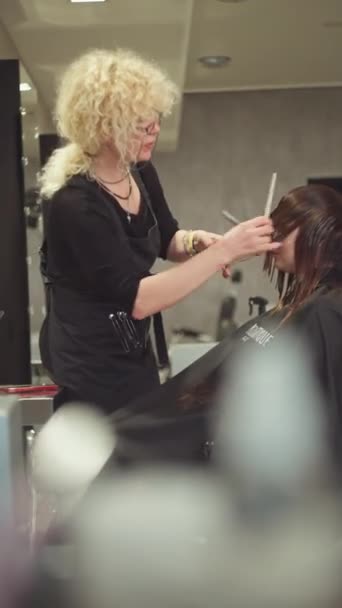 비즈니스 머리카락의 아름다움 절차를위한 살롱에서 스타일과 고품질 — 비디오