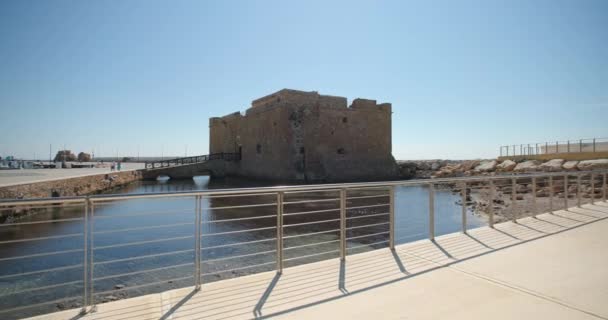 Fort Patosach Cypru Stary Budynek Nad Brzegiem Morza Śródziemnego Miejskim — Wideo stockowe