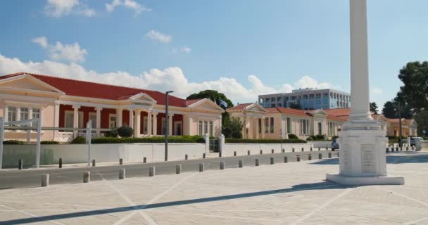 Pathos Gatan Arkitektur Cypern Gamla Turistbyggnader Stadens Historiska Centrum Högkvalitativ — Stockvideo