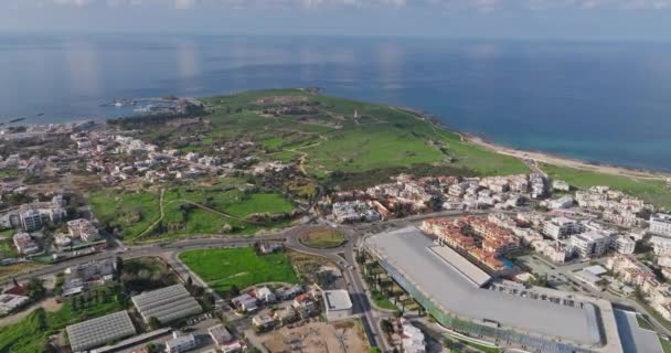 Vista Aérea Del Paisaje Ciudadano Net Chipre Mostrando Arquitectura Urbana — Vídeos de Stock