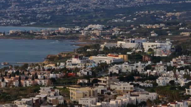 Splendore Sul Mare Vedute Aeree Paphos Cipro Architettura Urbana Tra Filmato Stock