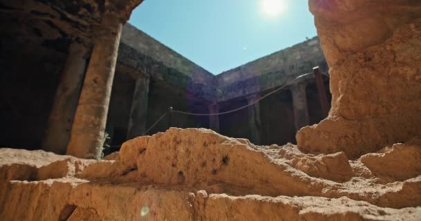 Tumba Del Rey Ruinas Antiguas Paphos Chipre Anfiteatros Con Columnas — Vídeos de Stock